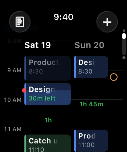 Dayline showing today and tomorrow side by side