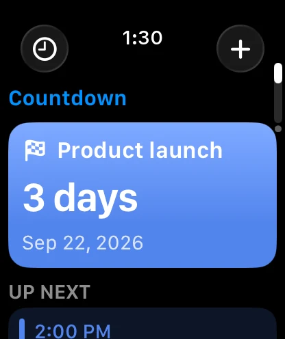 Countdowns layout: Product launch in 3 days