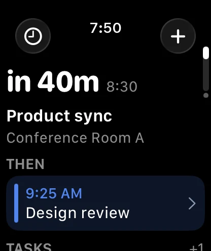 7:50 AM: Product sync in 40 minutes