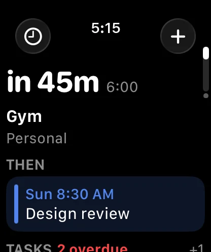 5:15 PM: Gym in 45 minutes