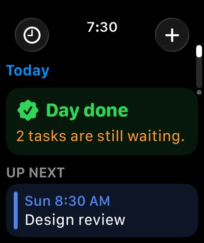 7:30 PM: Day done, 2 tasks are still waiting
