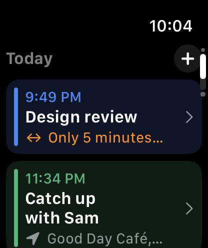InstaCal Today on Apple Watch