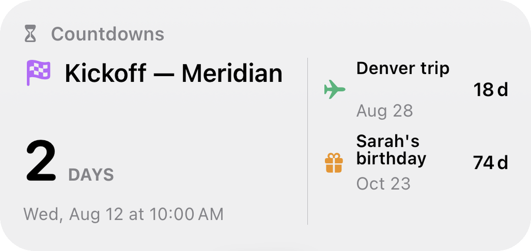 InstaCal Countdowns medium widget