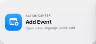 Actual InstaCal Action Center medium widget from the iOS WidgetKit picker