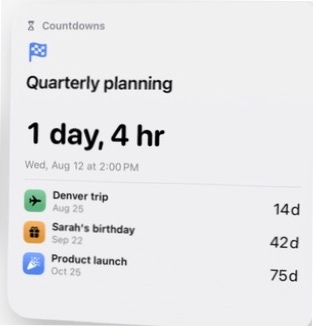 Actual InstaCal Countdowns large widget from the iOS WidgetKit picker