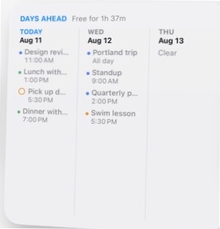 Actual InstaCal Days Ahead large widget from the iOS WidgetKit picker