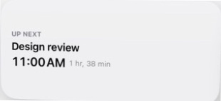 Actual InstaCal Next Event medium widget from the iOS WidgetKit picker