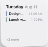 Actual InstaCal Today small widget from the iOS WidgetKit picker