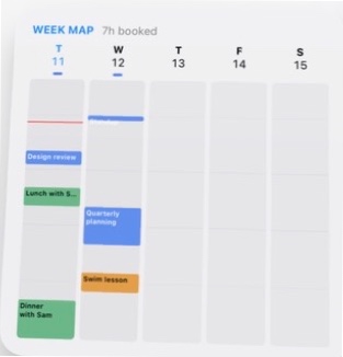 Actual InstaCal Week Map large widget from the iOS WidgetKit picker
